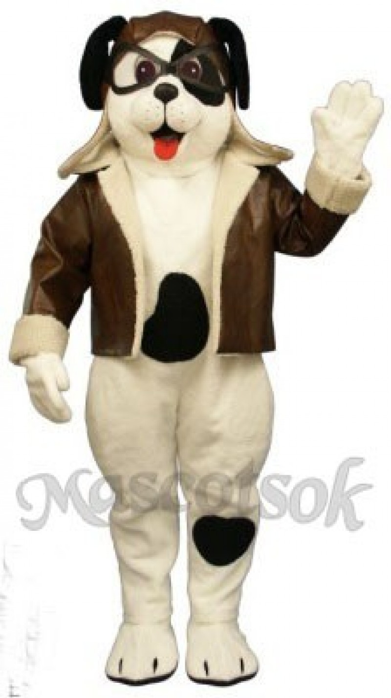Cute Puppy Dog with Spots & Aviator Outfit  Mascot Costume