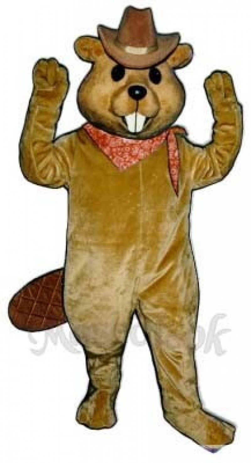 Western Beaver with Hat & Neckerchief Mascot Costume