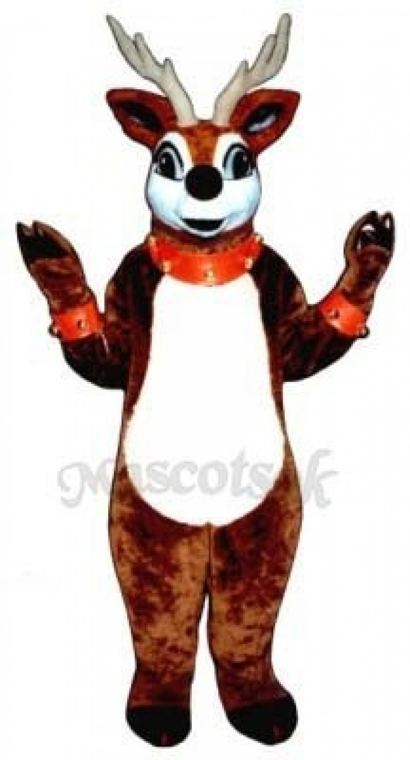 Cute Reindeer with Lite-up Nose Collar & Cuffs Mascot Costume