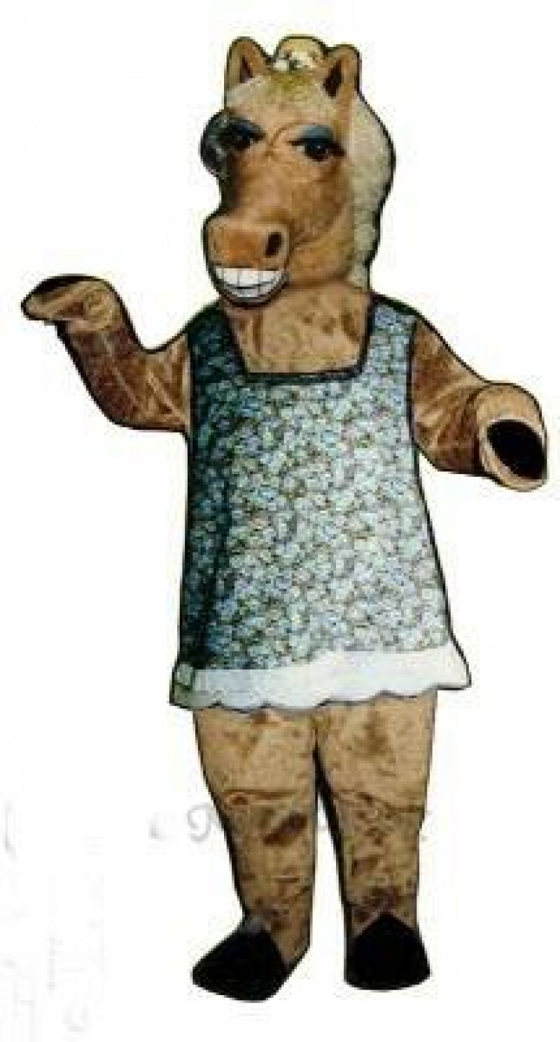 Martha Mare Horse with Dress, Hat & Glasses Mascot Costume