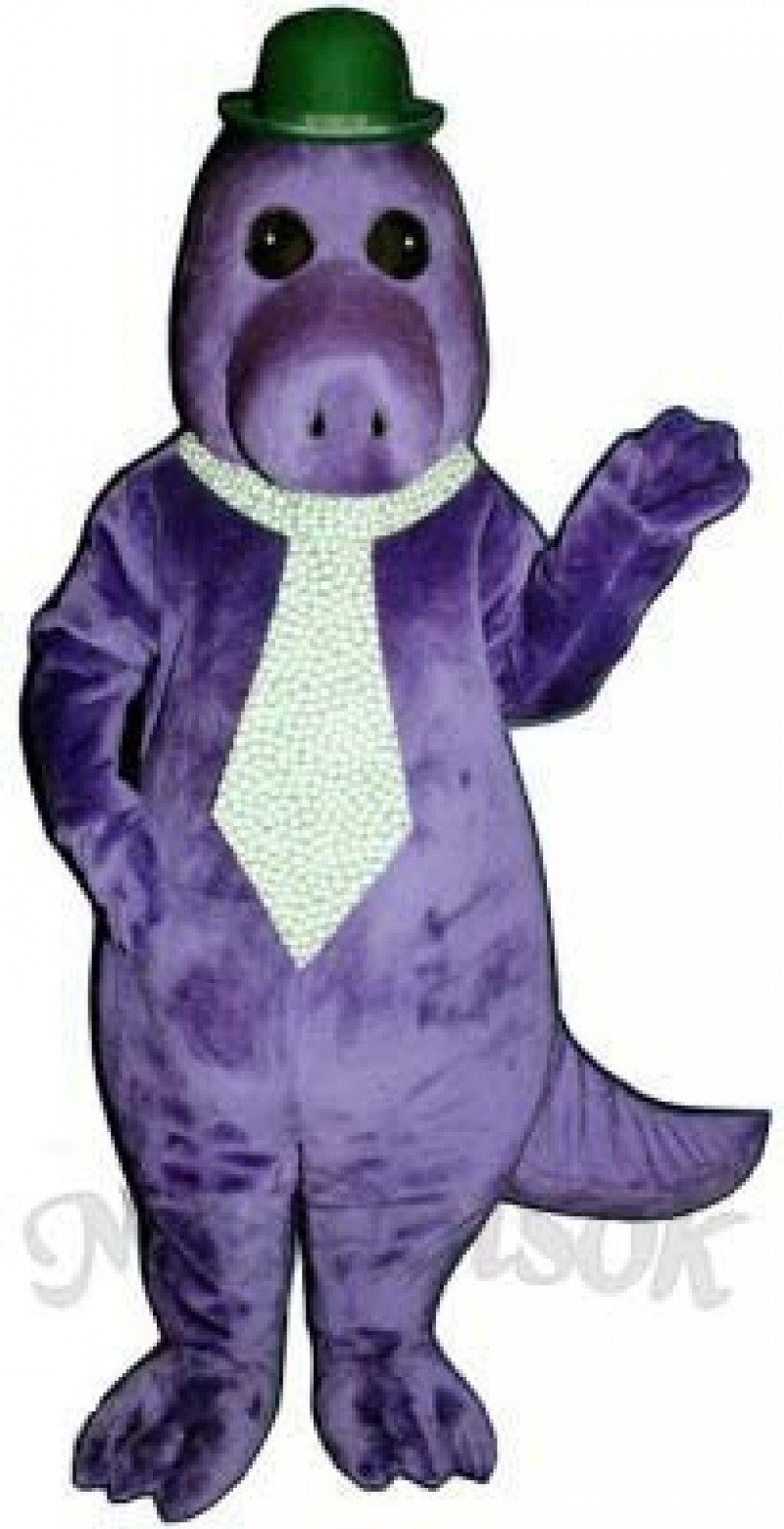 Jake the Saurus with Hat & Tie Mascot Costume