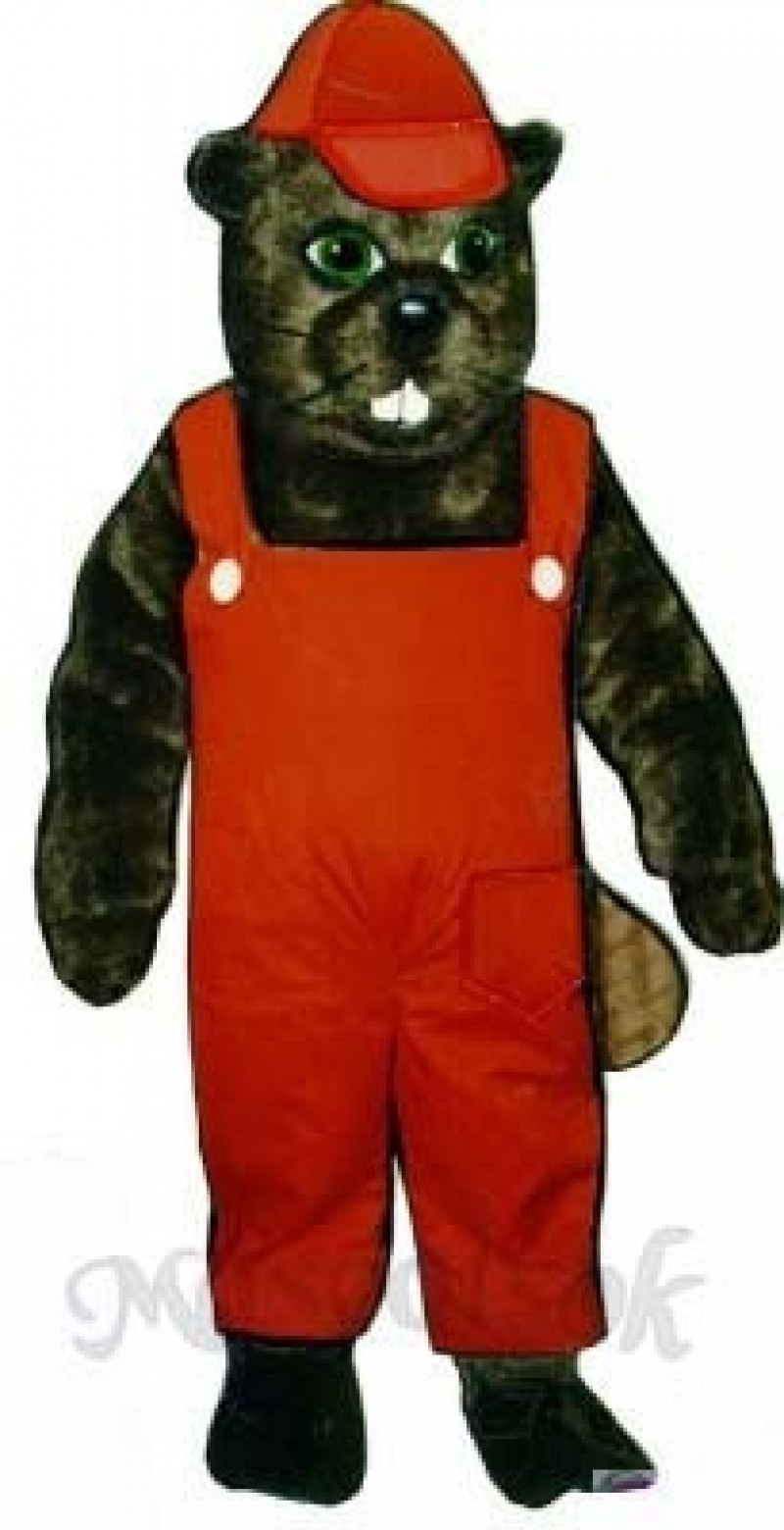 Lumberjack Beaver with Overalls & Hat Mascot Costume