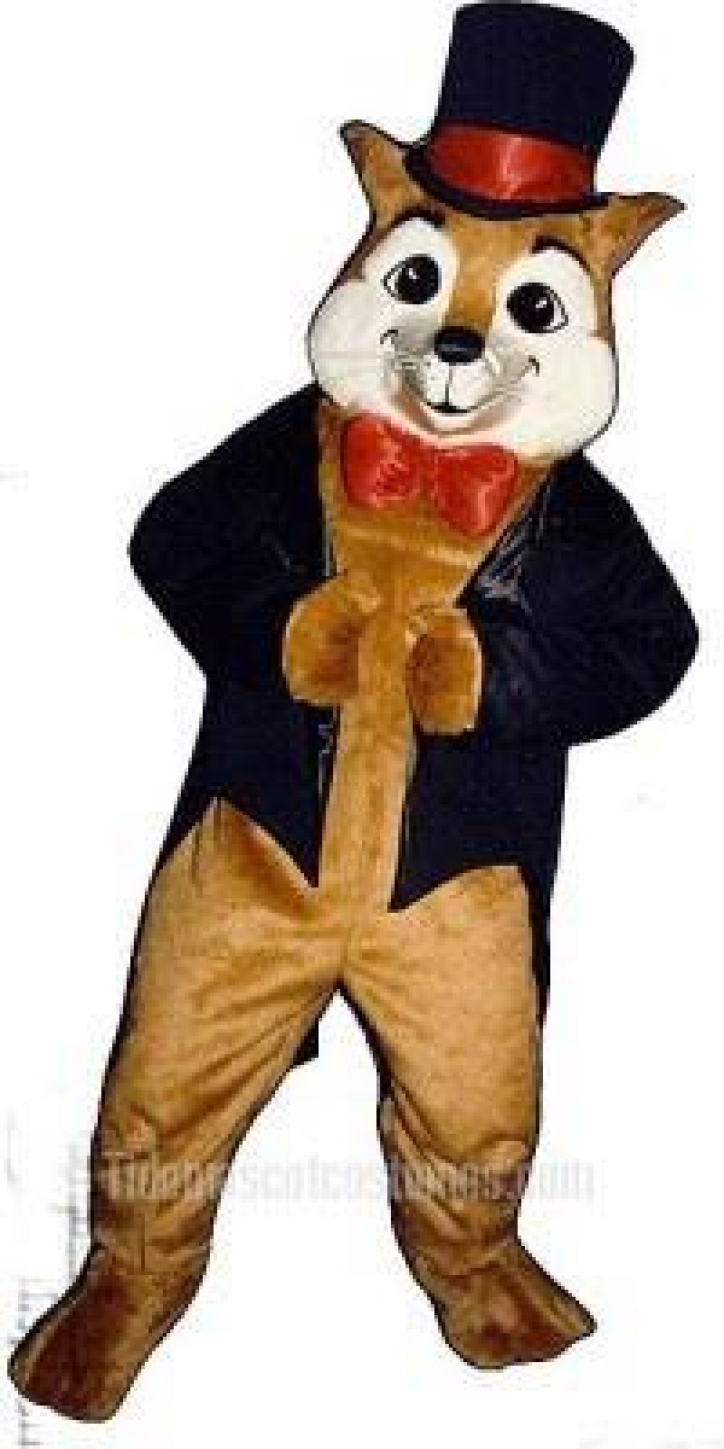 Cute Sly Fox with Hat, Jacket & Bowtie Mascot Costume
