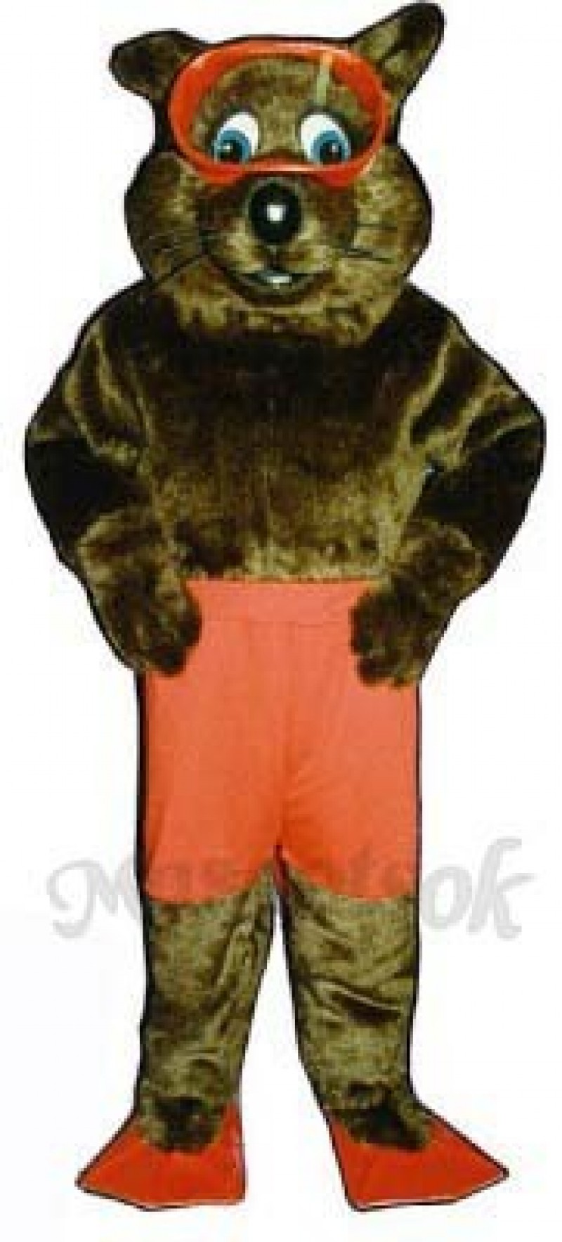 River Otter with Shorts, Fins & Goggles Mascot Costume
