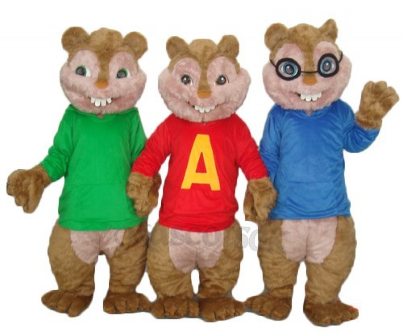 Alvin Simon and Theodore Chipmunk Mascot Adult Costume