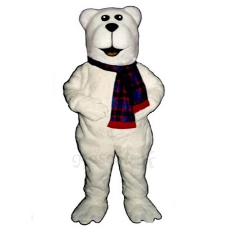 Arctic Bear with Scarf Christmas Mascot Costume