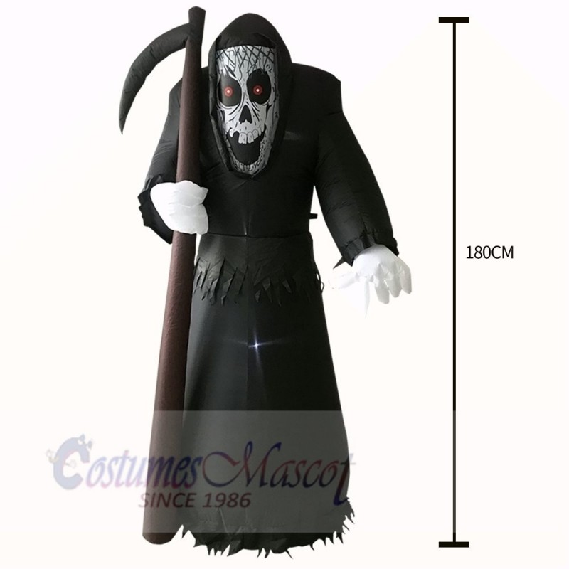 6ft Inflatable Grim Reaper with Scythe Prop Sickle Death Decoration Halloween Holiday Outdoor Yard Lawn Art Decor