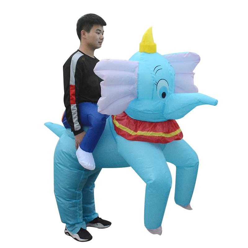 Blue Elephant Carry me Ride on Inflatable Costume Halloween Christmas for Adult