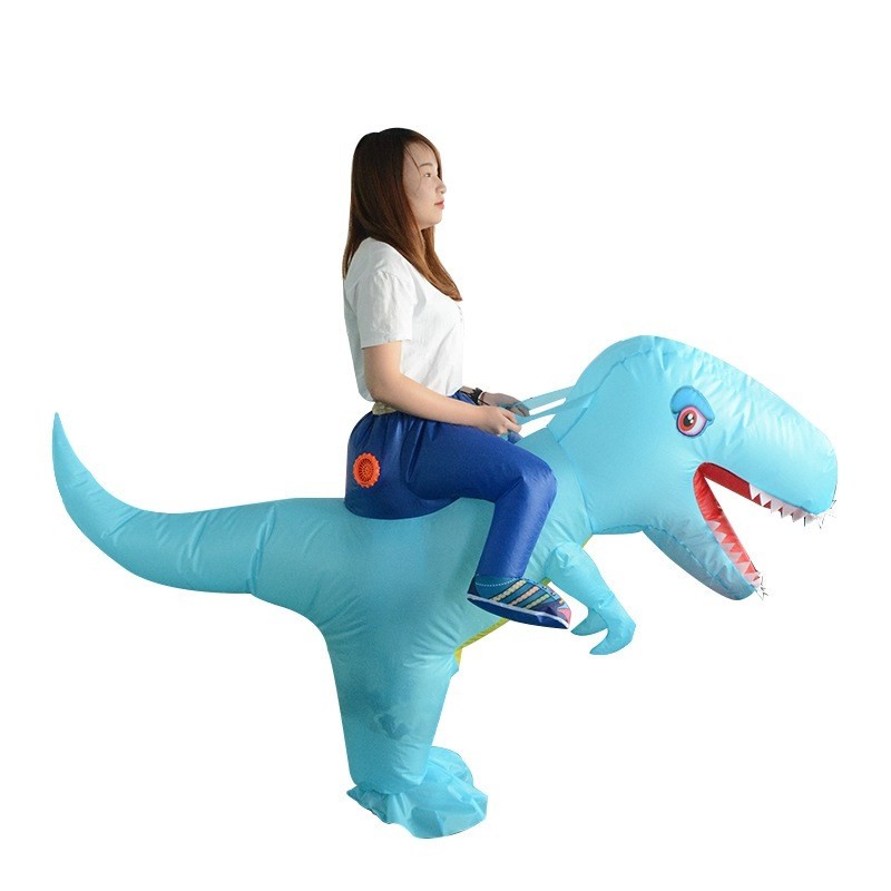 Blue Dinosaur with Big Head Carry me Ride on Inflatable Costume Halloween Christmas for Adult/Kid
