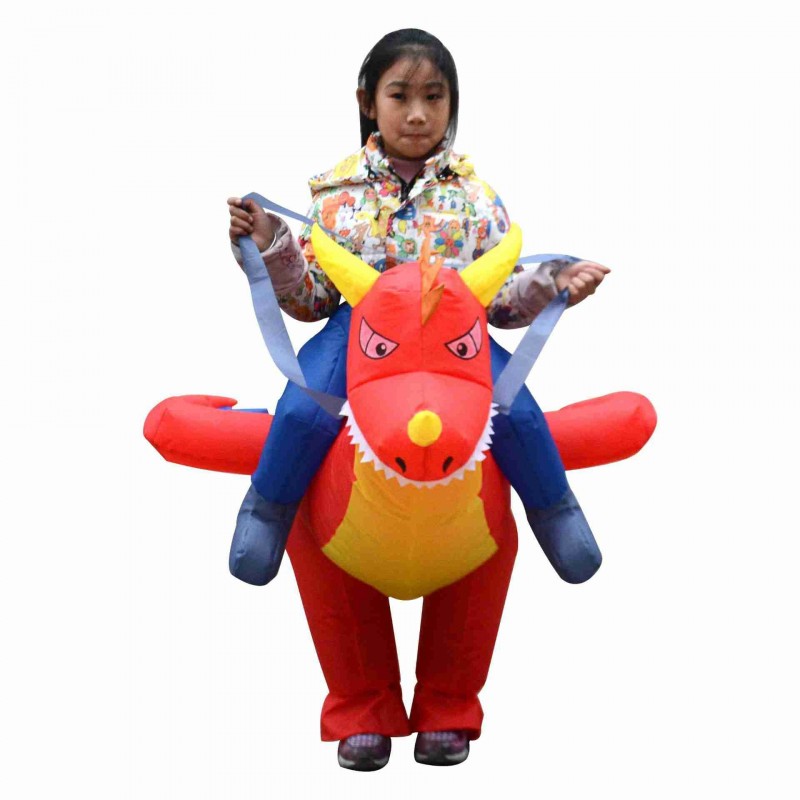 Fire Dragon Dinosaur Carry me Ride on Inflatable Costume Halloween Christmas Costume for Kid