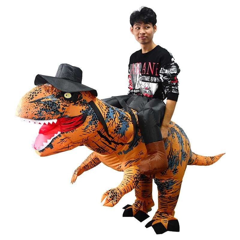 New T-Rex Tyrannosaurus Dinosaur Carry me Ride on Inflatable Costume for Adult 