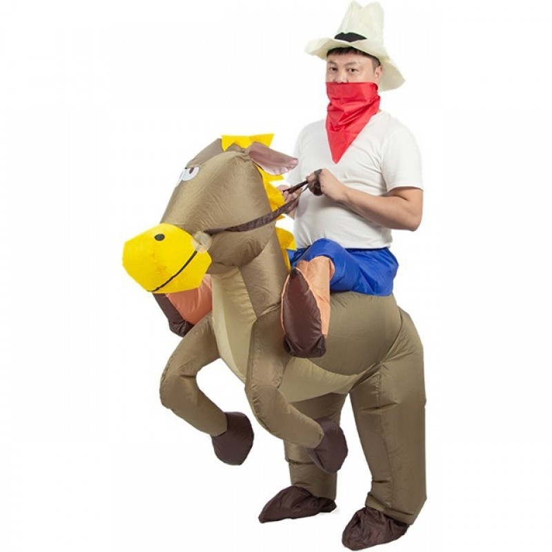 Brown Horse Carry me Ride on Inflatable Costume Halloween Xmas for Adult/Kid