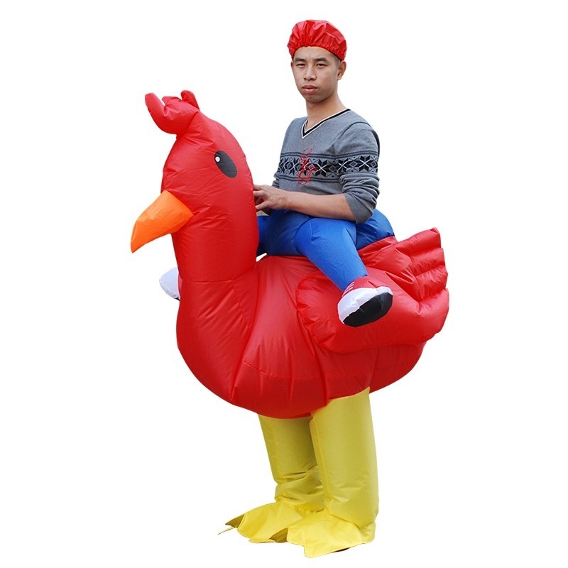 Red Chicken Carry me Ride on Inflatable Costume Fancy Dress Cosplay Costume for Adult 