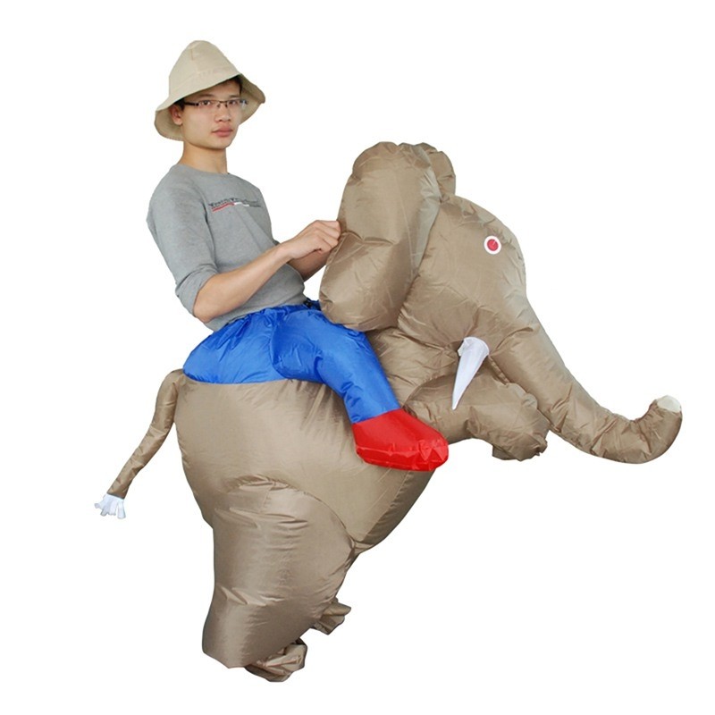Elephant Carry me Ride on Inflatable Halloween Xmas Costume for Adult Light Brown Color
