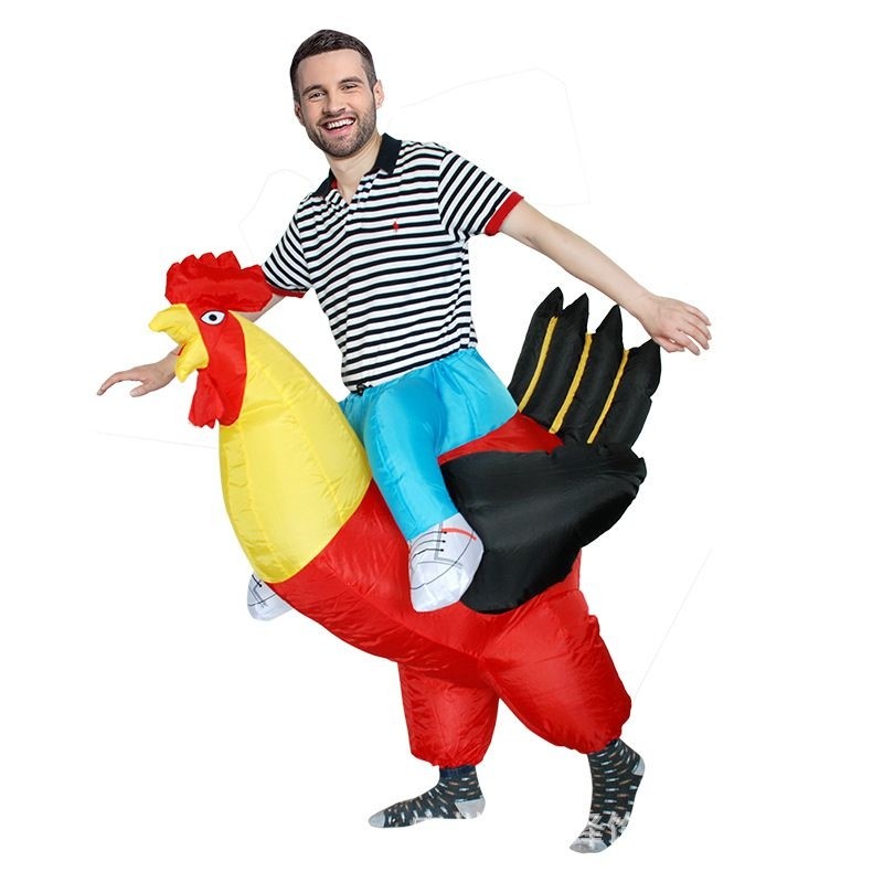 Red Rooster Cock Carry me Ride on Inflatable Costume Halloween Christmas Costume for Adult/Kid