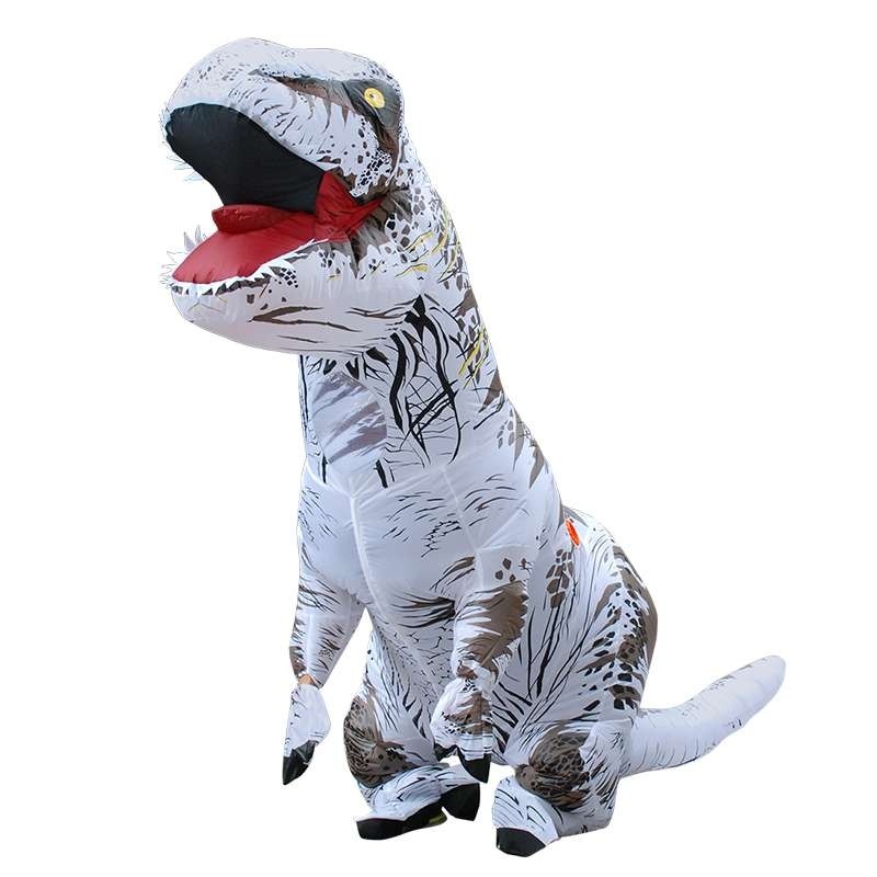 White Tyrannosaurus T-Rex Dinosaur Inflatable Costume Halloween Xmas for Adult/Kid