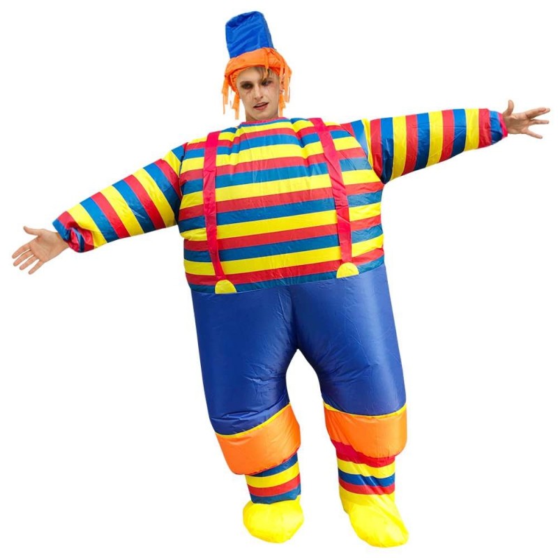 Clown with Striped Clothes Inflatable Costume Halloween Christmas Jumpsuit for Adult