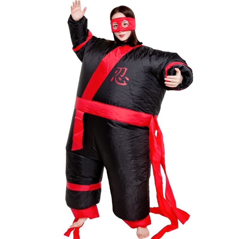 Black Japanese Ninja Inflatable Costume Halloween Christmas Jumpsuit for Adult