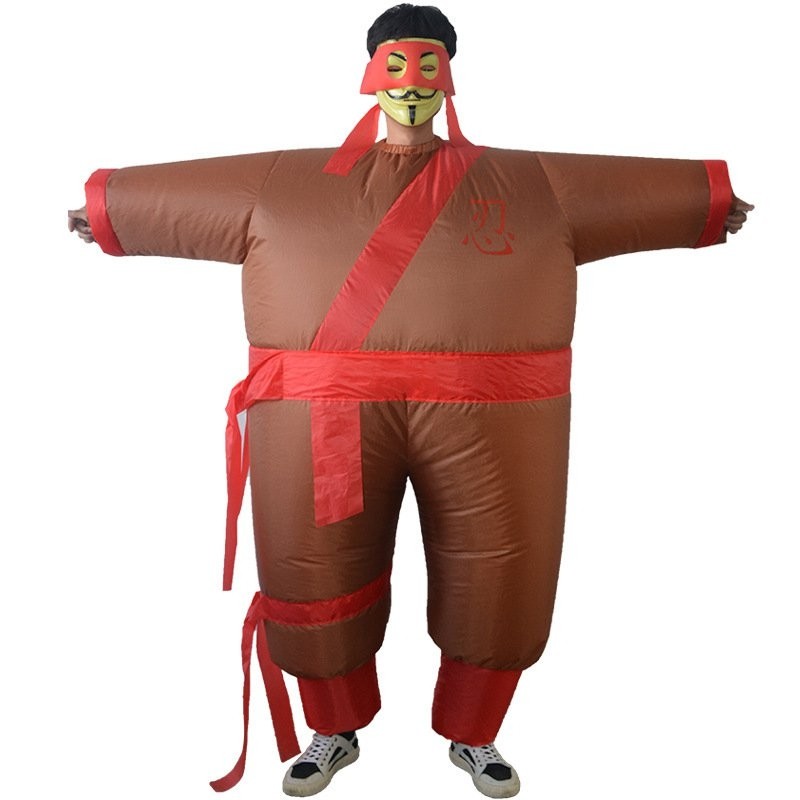 Brown Japanese Ninja Inflatable Costume Halloween Christmas Jumpsuit for Adult