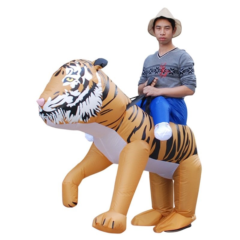 Strong Tiger Carry Me Ride on Inflatable Costume Halloween Xmas Costume for Adult