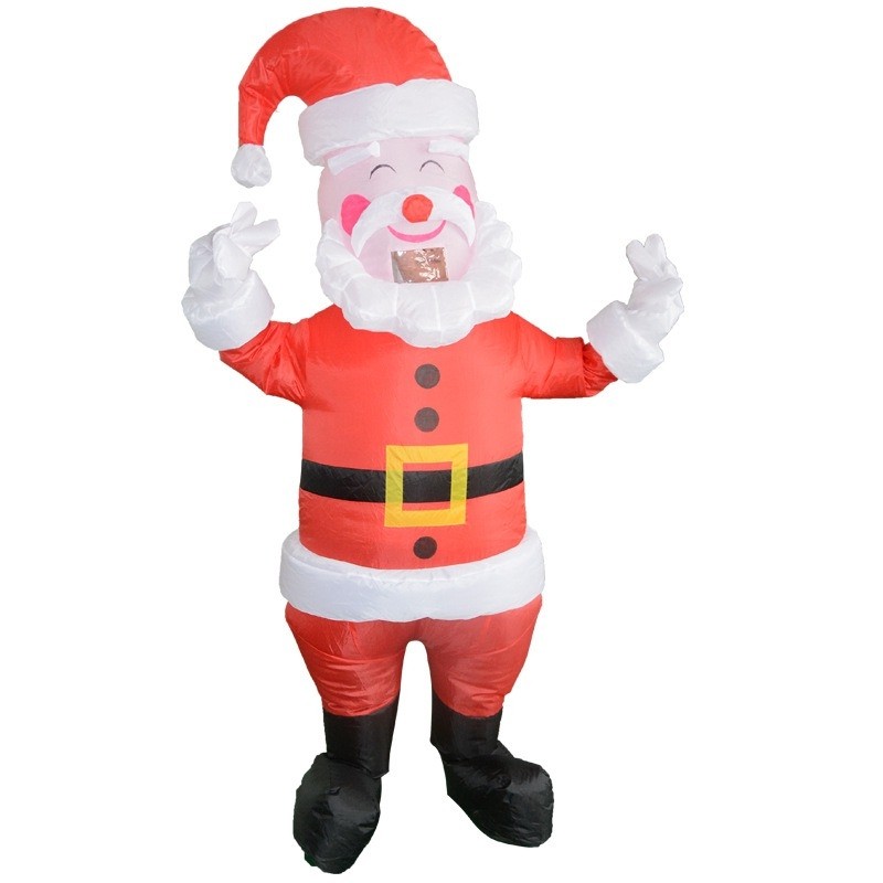 Santa Claus with Yellow Belt Inflatable Costume Halloween Christmas Costume for Adult