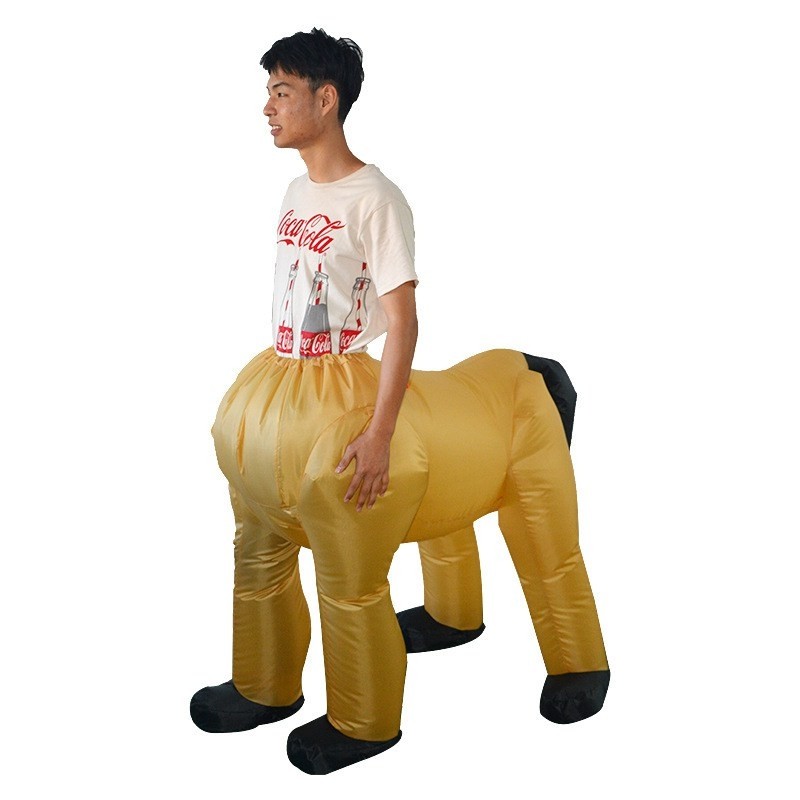 Yellow Centaur Half-man Half-horse Inflatable Costume Halloween Christmas Holiday Costume for Adult