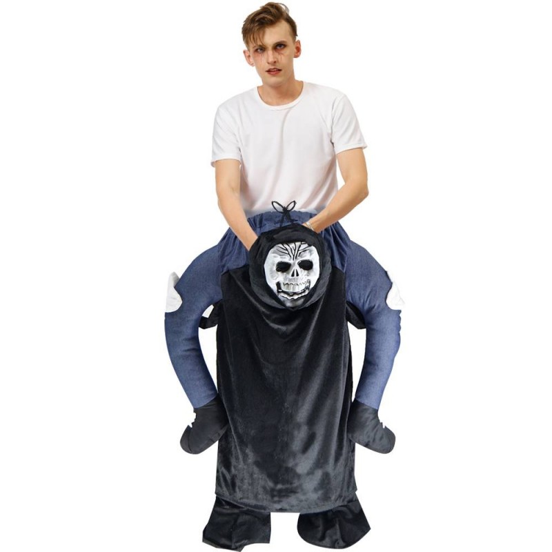 Black Ghost Skeleton Carry me Ride on Halloween Christmas Costume for Adult