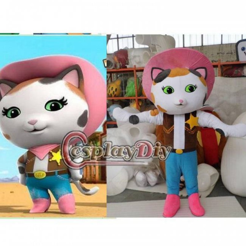 Hot Sale! Sheriff Callie Cat Mascot Costume Adult Size Musical Comedy Series Sheriff Callie's Wild West Cosplay