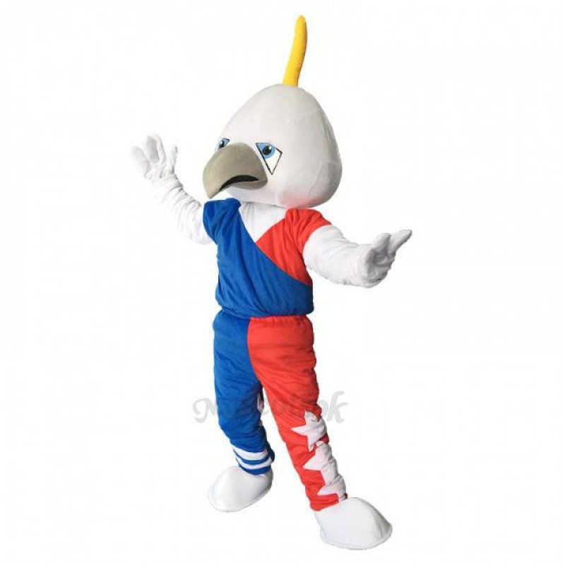 White Muscle Eagle Plush Adult Mascot Costume