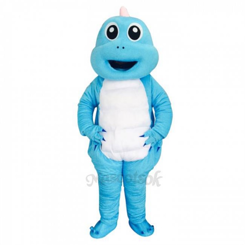 Lovely Blue Dragon White Belly Mascot Costume Cute Dinosaur Mascot