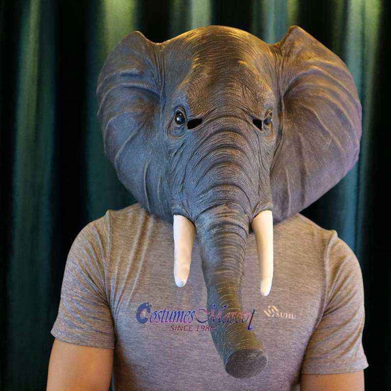 Latex Elephant Head Mask Full Head Animal Mask Cosplay Masquerade