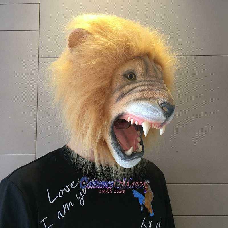 Latex Scary Lion Mask Full Head Animal Mask Cosplay Masquerade