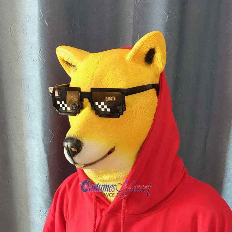 Latex Shiba Inu Dog Mask Full Head Animal Mask Cosplay Masquerade