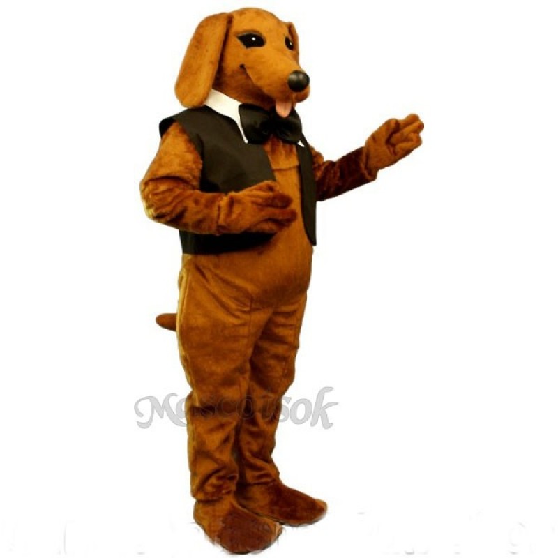 Cute Dachshund Dog with Vest & Tie Mascot Costume