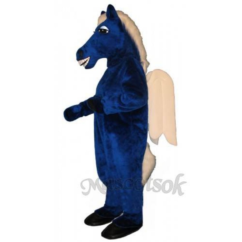 Cute Blue Pegasus Horse Mascot Costume