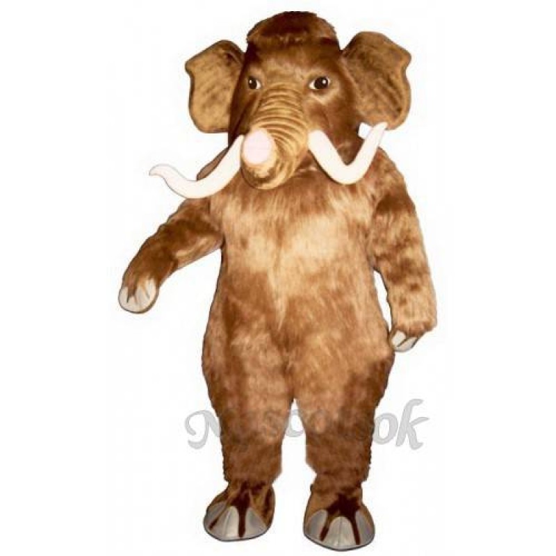 Cute Mammoth Elephant with Long Tusks Mascot Costume