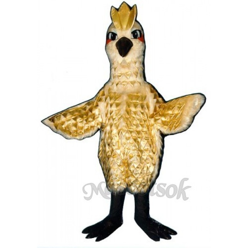 Cute Golden Phoenix with Gold Lame Feathers Mascot Costume