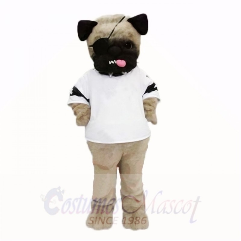 Ugly Pug Dog With White Shirt Mascot Costumes Cartoon