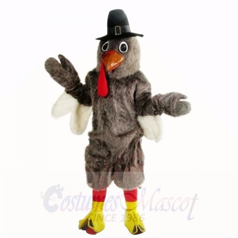 Grey Turkey with Black Hat Mascot Costumes Adult