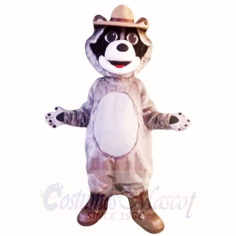 Grey Raccoon with Hat Mascot Costumes Cartoon