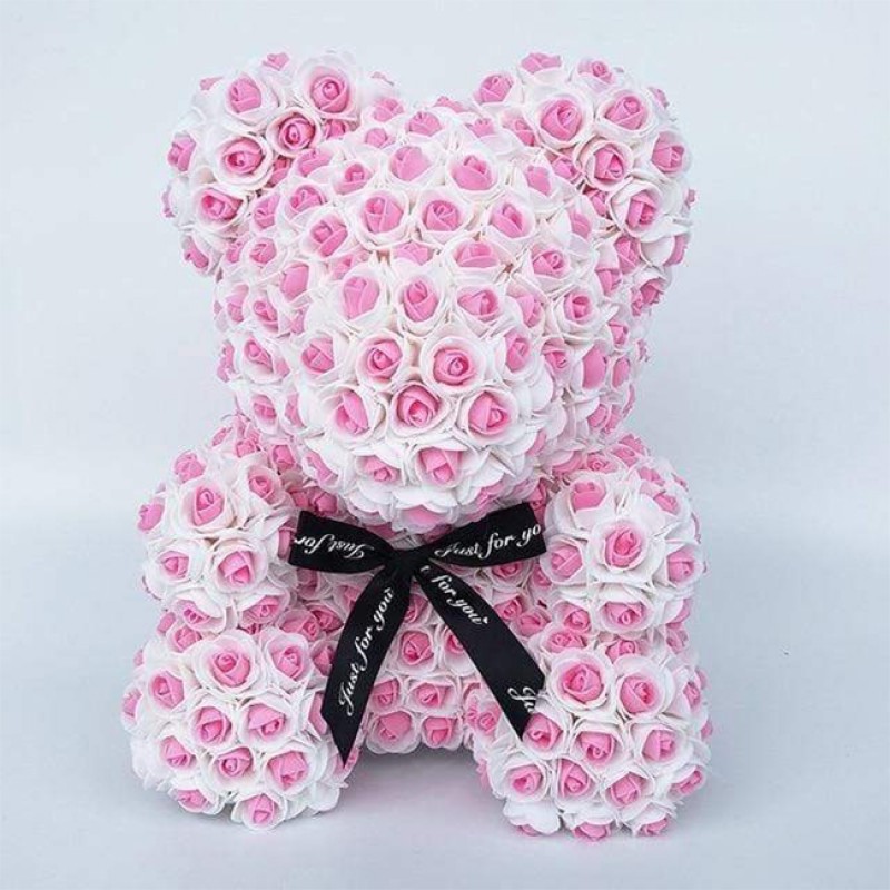 Newstyle Pink Rose Teddy Bear Flower Bear Best Gift for Mother's Day, Valentine's Day, Anniversary, Weddings and Birthday