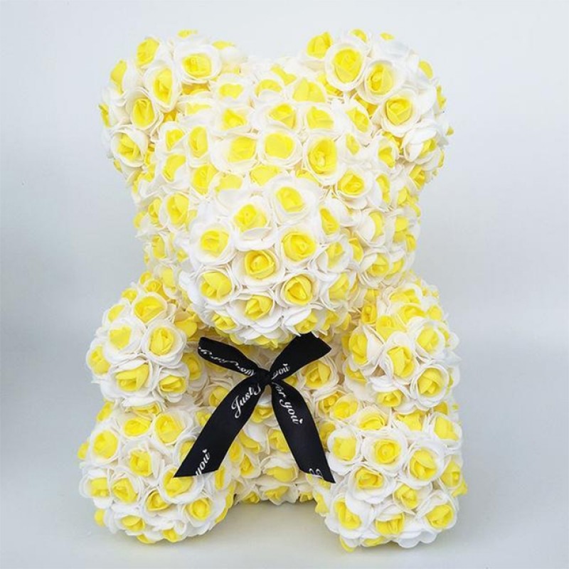 Newstyle Yellow Rose Teddy Bear Flower Bear Best Gift for Mother's Day, Valentine's Day, Anniversary, Weddings and Birthday