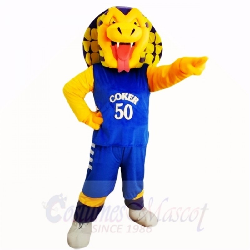 Sports Cobra Snake with Blue Shirt Mascot Costumes Cartoon