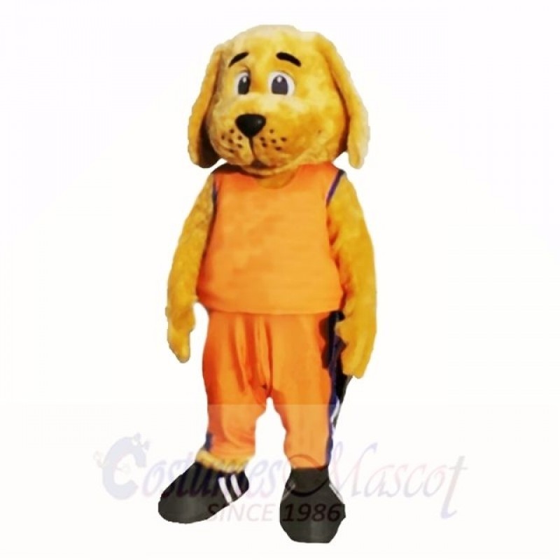 Sporty Dog with Orange Shirt Mascot Costumes Cartoon