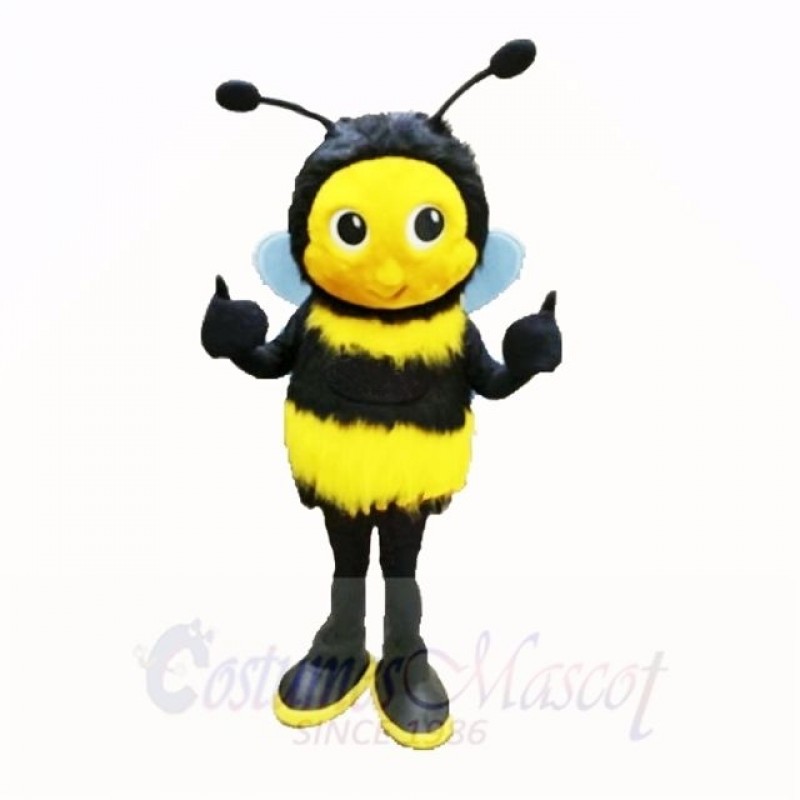 Fluffy Bee with Big Eyes Mascot Costumes Cartoon