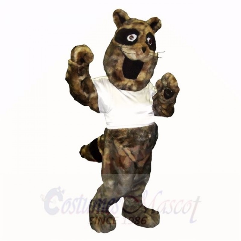 Sport Racoon with White Shirt Mascot Costumes Cartoon