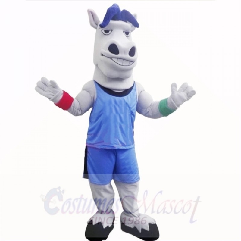 Sport Lightweight Horse with Blue Shirt Mascot Costumes School