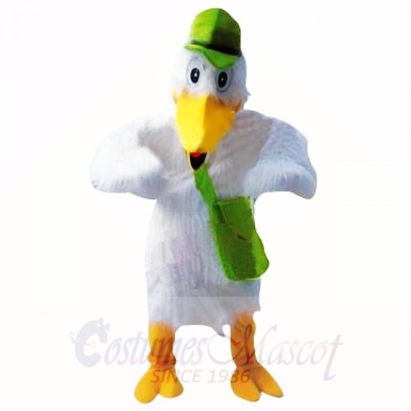 Stork with Green Hat Mascot Costumes Cartoon