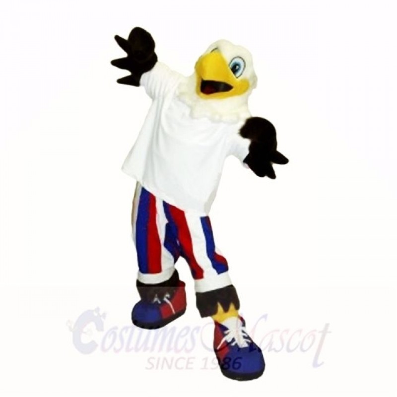 Smiling White Freedom Eagle Mascot Costumes Cartoon