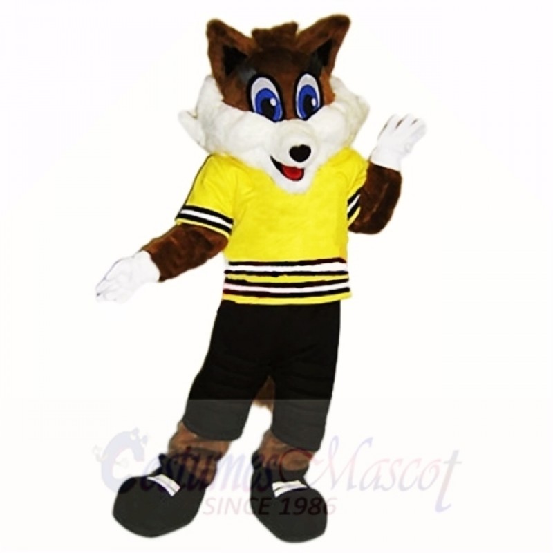 Sport Fox with Yellow Shirt Mascot Costumes School